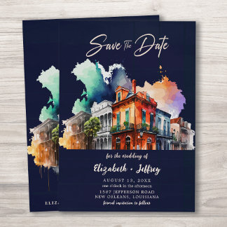 Convites Nola Watercolor New Orleans Casamento Salve A Data