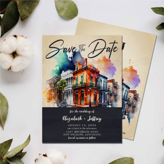 Convites Nola Watercolor New Orleans Casamento Salve A Data