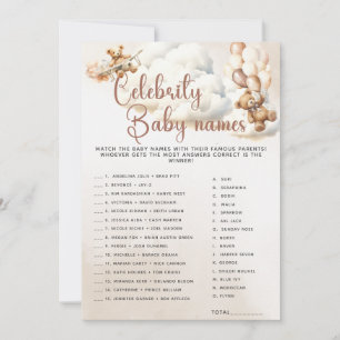 Convites NOMBRES DE BEBÉS DE CELEBRIDADES Jogo para Chá de