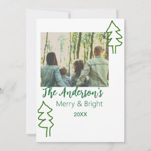 Convites Nome da família árvore de Natal verde foto moderna
