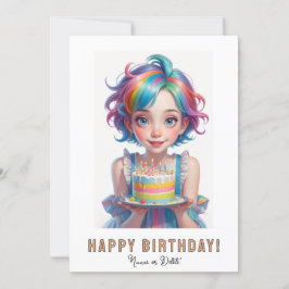 Convites *NOME DA FOTO Birthday Cake Cute Quirky Girl