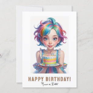 Convites *NOME DA FOTO Birthday Cake Cute Quirky Girl