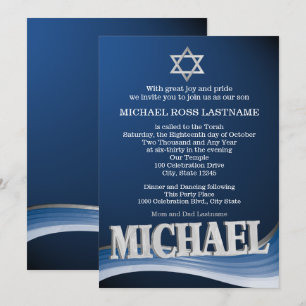 Convites Nome da Onda de Michael Steel Bar Mitzvah
