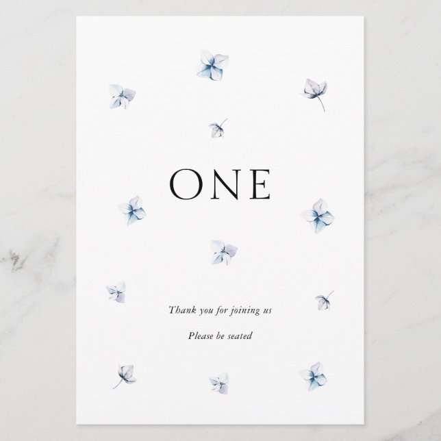 Convites Nome da Tabela de Casamentos de Hydrangea Azul Ele (Frente)