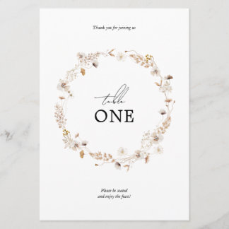 Convites Nome da Tabela Floral Boho Wreath Seca Moderna