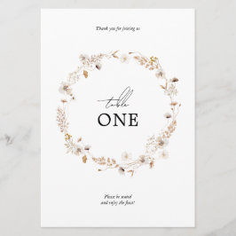 Convites Nome da Tabela Floral Boho Wreath Seca Moderna