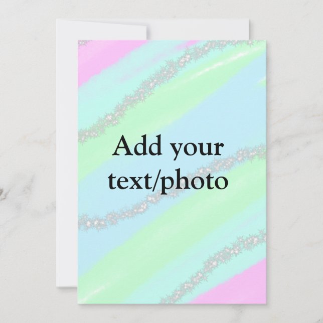Convites Nome de adição do pastel cintilante verde-rosa azu (Frente)