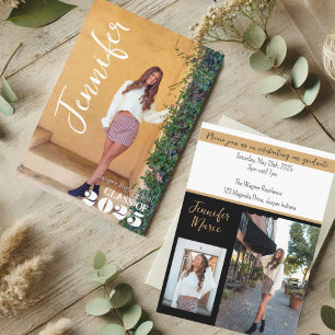 Convites Nome de Foto do Formando Simples Moderno Dourado