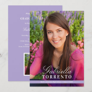 Convites Nome de Roteiro Lavanda Foto Festa de Formatura