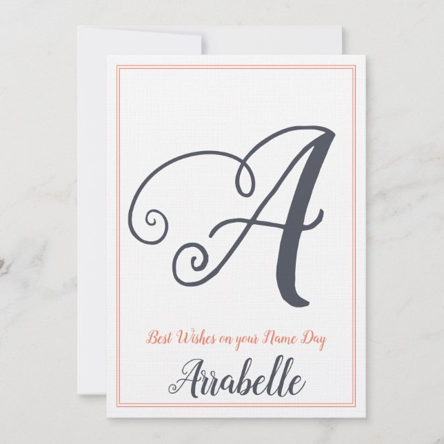 Convites Nome Dia do Santo - Letra A Monograma (Frente)