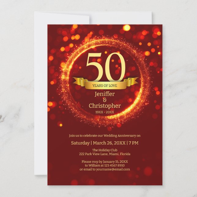 Convites Nome do Ano de Edição do Glitter Casamento Anivers (Frente)