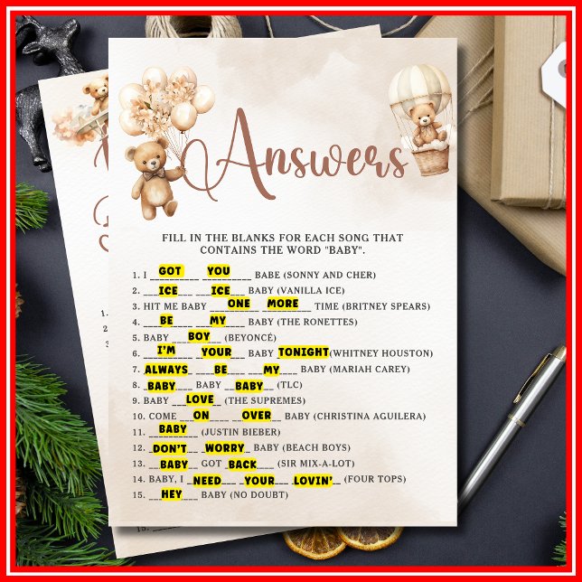 Convites NOME DO BABY Chá de fraldas Game Cut Bear (Criador carregado)