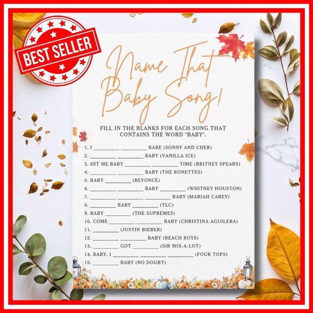 Convites NOME DO BABY SONG Chá de fraldas Game PUMPKIN (NAME THAT BABY SONG Easy Baby Shower Game A Little Pumpkin is on the Way Fall Autumn Theme)