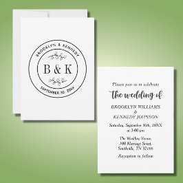 Convites Nome do Casal de Casamento do Monograma Floral Bot