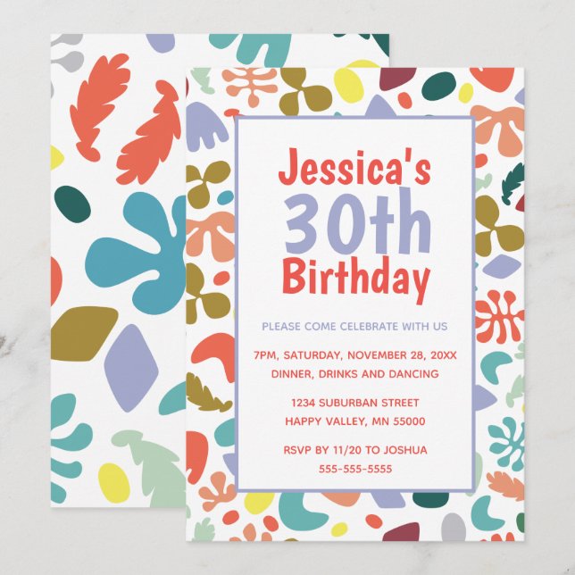 Convites Nome e detalhes personalizados do na moda aniversá (Frente/Verso)