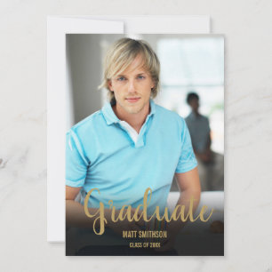 Convites Nome e Foto do Graduado em Letra Dourada