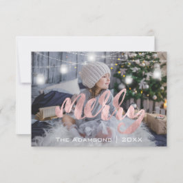 Convites Nome Feliz de Natal Fotografia Rosa Luzes de Árvor