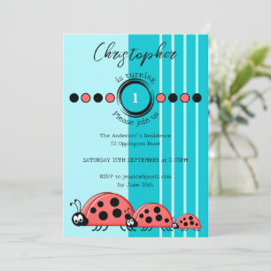 Convites Nome Ladybugs transformando 1 primeiro aniversario