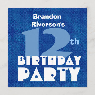 Convites Nome personalizado 12 de Aniversário do Modern Kid