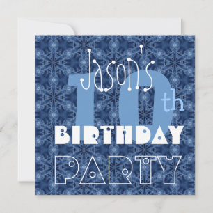 Convites Nome personalizado Azul Y115 de 10 de aniversário