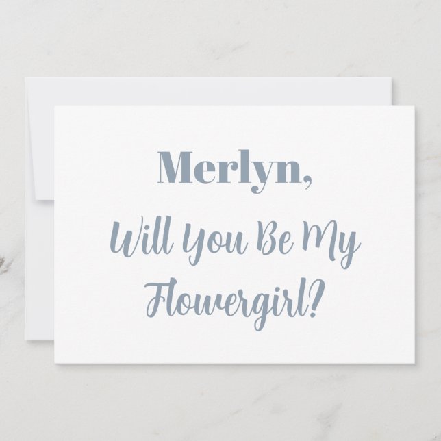 Convites Nome Personalizado da Flor Nome Azul Dusty Casamen (Frente)