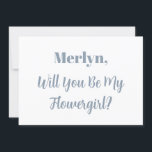 Convites Nome Personalizado da Flor Nome Azul Dusty Casamen<br><div class="desc">Design simples,  mínimo e elegante por perguntar "Você será minha piruleta de flores" com modelos de texto de mensagem personalizadas e nome personalizado para você personalizar!</div>