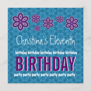 Convites Nome Personalizado das Flores Roxas de Aniversári