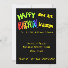 Convites Nome personalizado de aniversário brilhante e feli