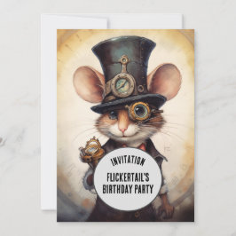 Convites Nome personalizado do animal Steampunk de Flickert