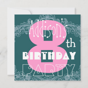 Convites Nome personalizado do dia 8 de aniversário do gar