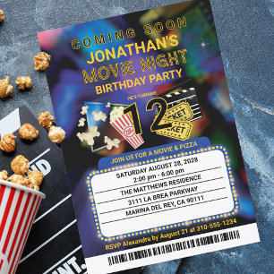 Convites Nome personalizado do Movie Night e Festa de anive
