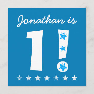 Convites Nome Personalizado do primeiro aniversario Azul pa