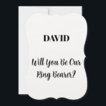 Convites Nome Personalizado do Ringbearer Casamento Mínimo<br><div class="desc">Design simples,  mínimo e elegante por perguntar "Você será nosso portador de anéis" com modelos de texto de mensagem personalizadas e nome personalizado para você personalizar!</div>