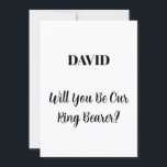 Convites Nome Personalizado do Ringbearer Casamento Mínimo<br><div class="desc">Design simples,  mínimo e elegante por perguntar "Você será nosso portador de anéis" com modelos de texto de mensagem personalizadas e nome personalizado para você personalizar!</div>