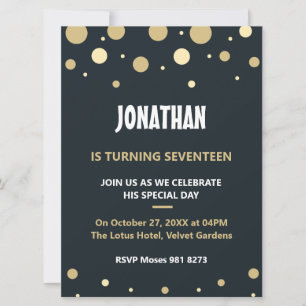Convites Nome Personalizado Dourado 50º aniversário moderno