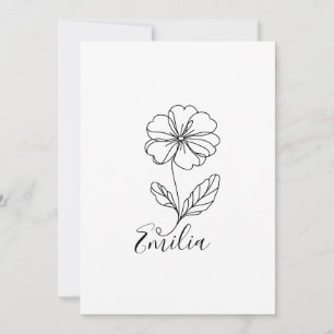 Convites Nome personalizado Flor de nascimento de fevereiro