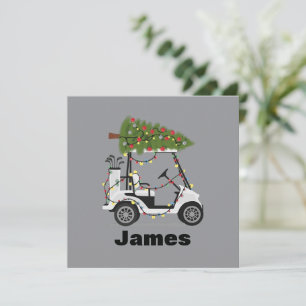 Convites Nome Personalizado Golfer Natal Carrinho de Golfe 