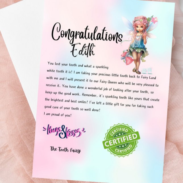 Convites Nome Personalizado Letra Fada Keepsasasak - Para C (Personalized Tooth Fairy Letter For Kids)