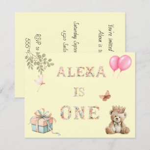 Convites Nome Personalizado Letras Florais Aniversário