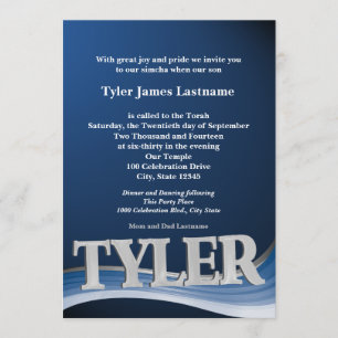 Convites Nome Personalizado Tyler Bar Mitzvah