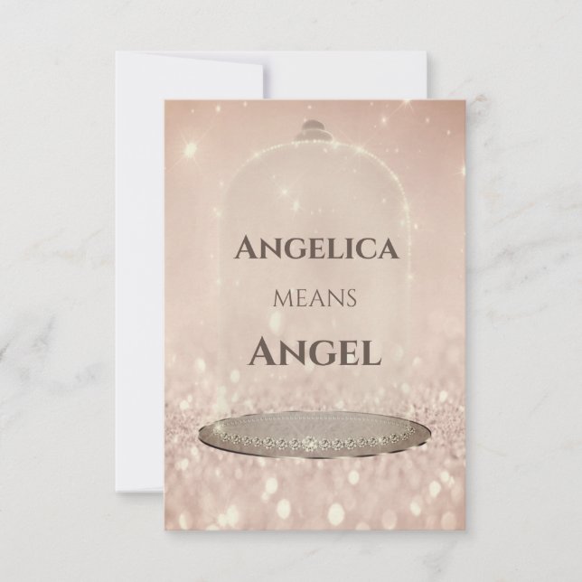 Convites Nome significa Angelica Glitter Rosa Sweet 16th (Frente)