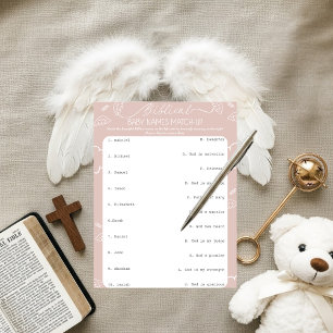 Convites Nomes Bíblicos de Bebê Rosa Celestial Correspondem