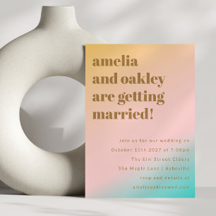 Convites Nomes de Casamento Modernos e Negrito com Gradient