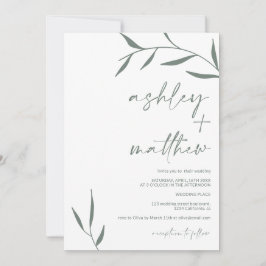 Convites Nomes de folhas de verde moderno em caligrafia par