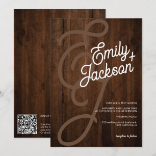 Convites Nomes de monograma a negrito madeira russa código 