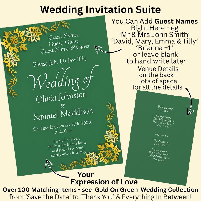 Convites Nomes dos Convidados, Casamento Verde Esmeralda e  (Criador carregado)