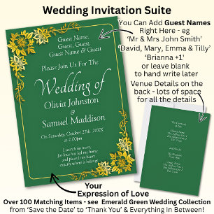 Convites Nomes dos Convidados, Casamento Verde Esmeralda e