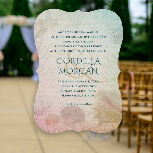 Convites Nomes dos Pais da Cerimônia de Casamento do Mar Vi (Criador carregado)