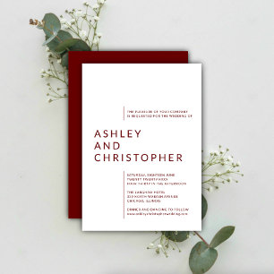 Convites Nomes Isolados Vermelho Rubi Minimalista Casamento