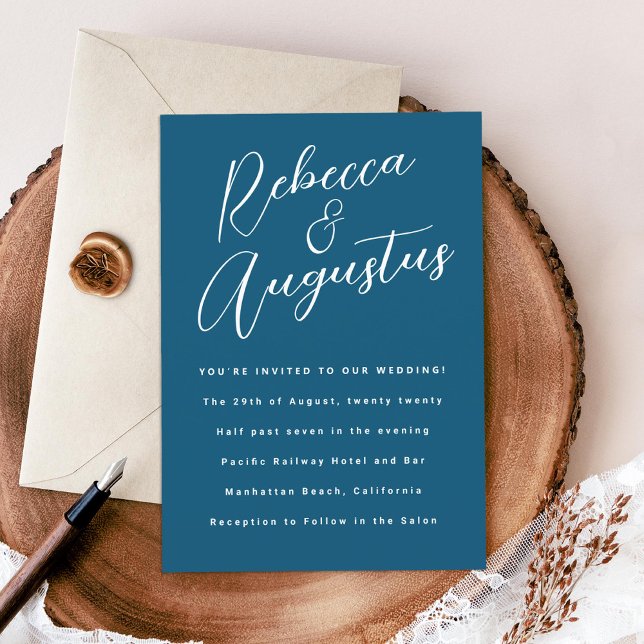 Convites Nomes manuscritos em azul e branco (Criador carregado)